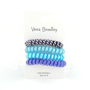 Vera Bradley Peacock Garden Spiral Hair Elastics Set of 4 NWT